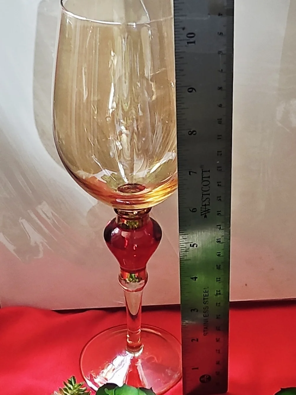 Elegant PIER 1 Amber Luster Red Jewel Water Goblet, Set of 2